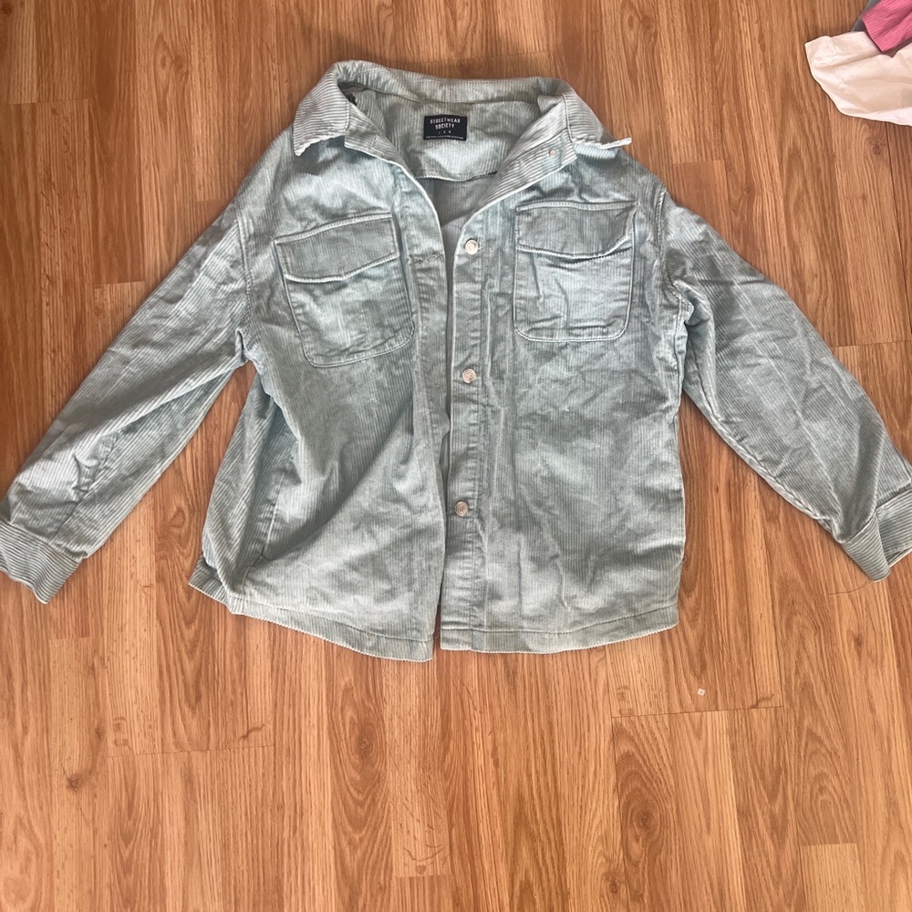 Mint Corduroy Button-Up Shirt